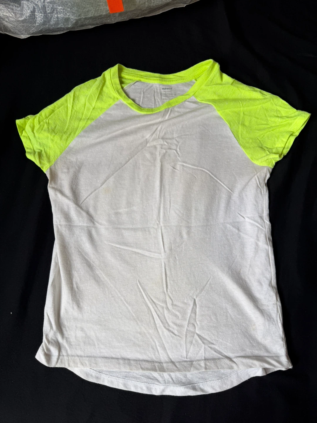 Old Navy Neon Yellow and White T-Shirt
