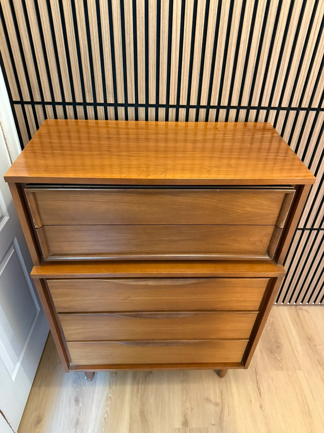 MCM Wooden 5 Drawer Tallboy Dresser - photo 2