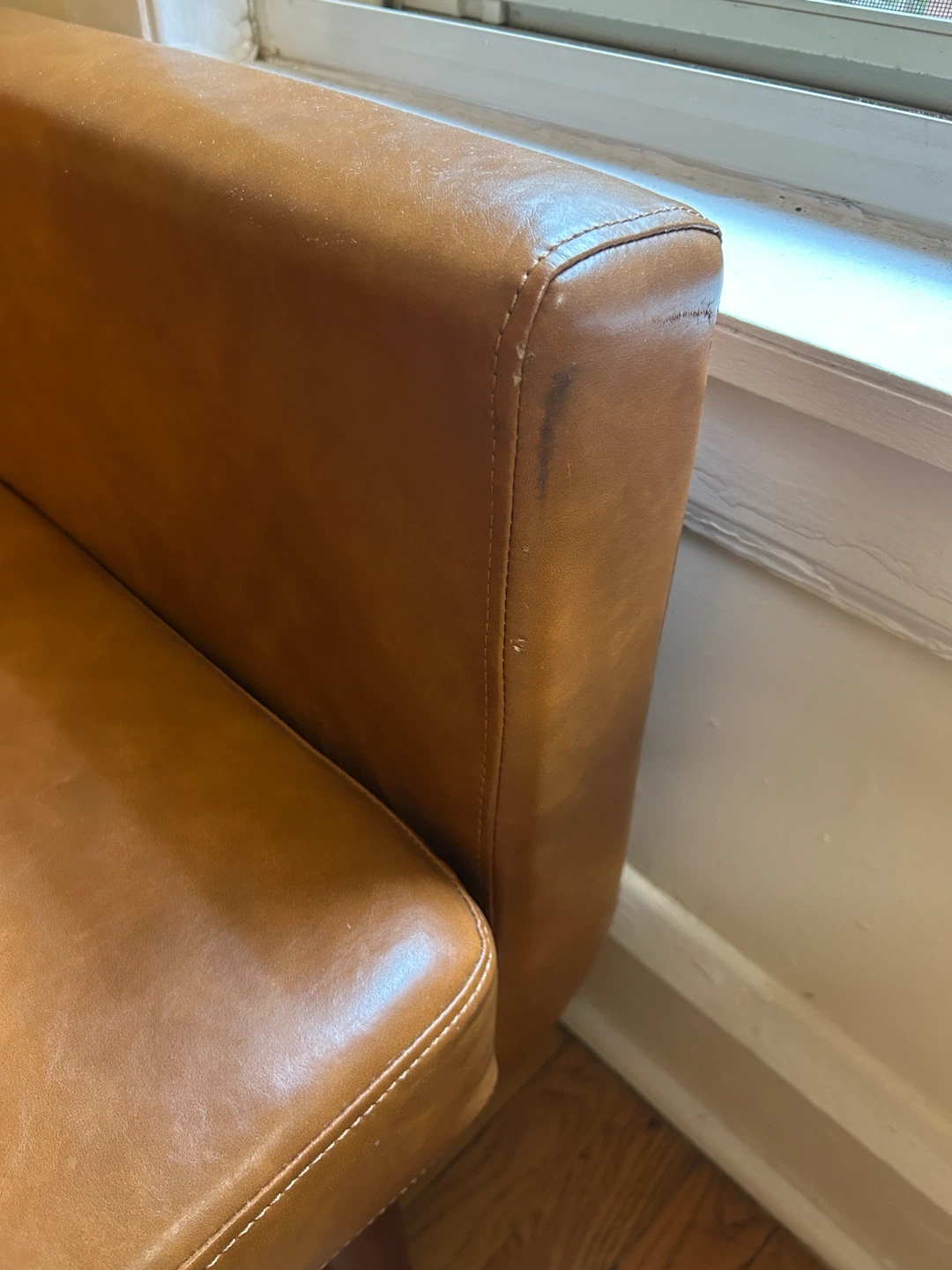 Mid-Century Modern Faux Leather Futon - photo 5