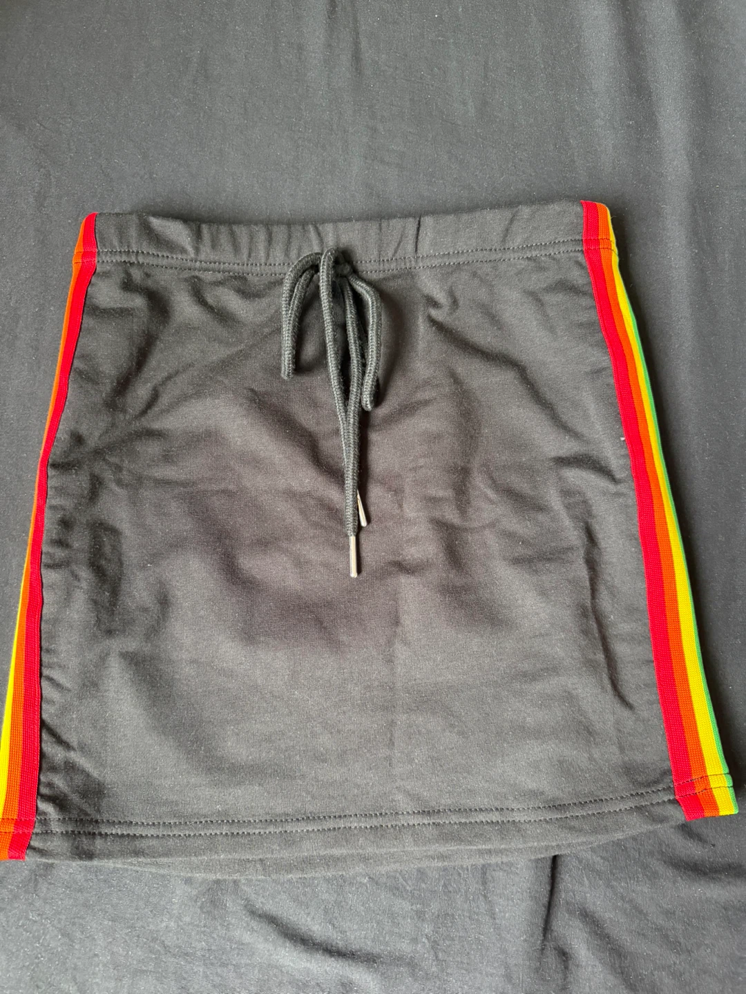 SHEIN Black Mini Skirt with Rainbow Stripes