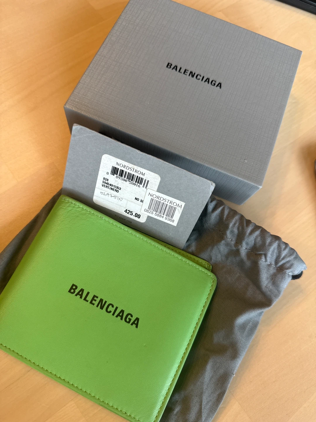 Balenciaga Neon Green Bifold Wallet
