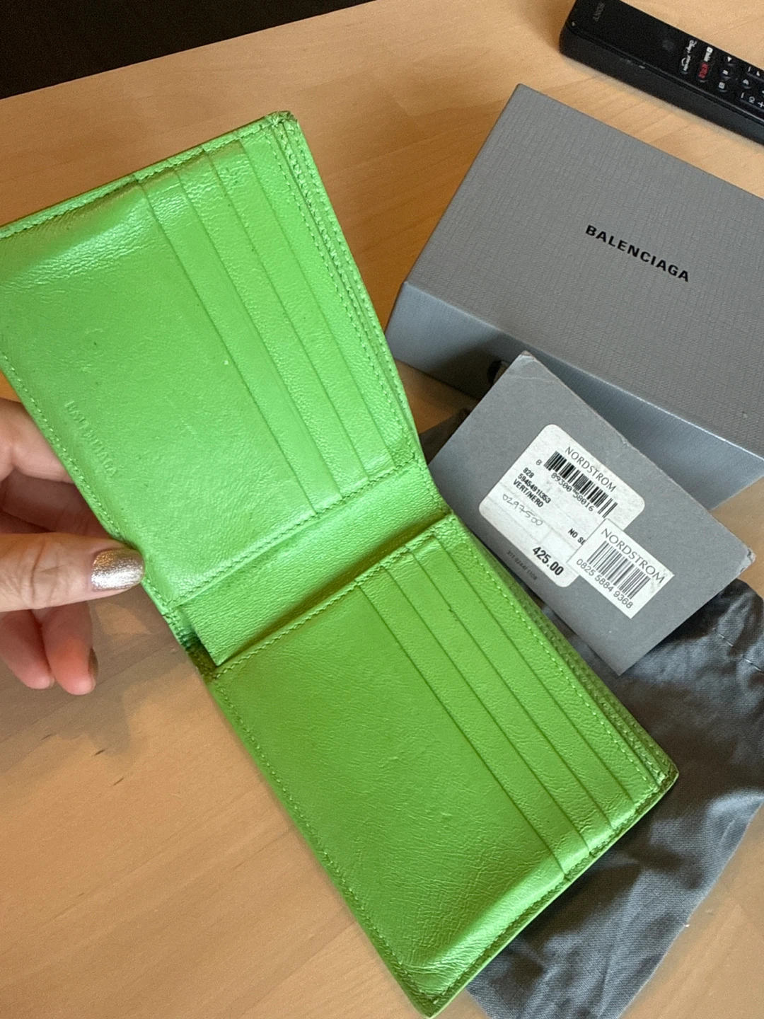 Balenciaga Neon Green Bifold Wallet - photo 2