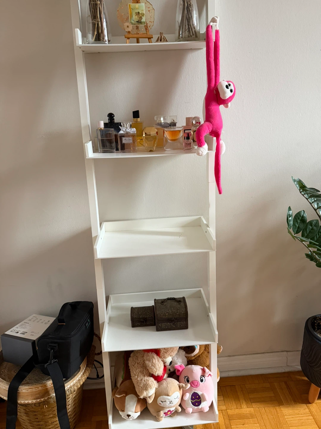 White 5-Tier Leaning Wall Shelf - photo 2