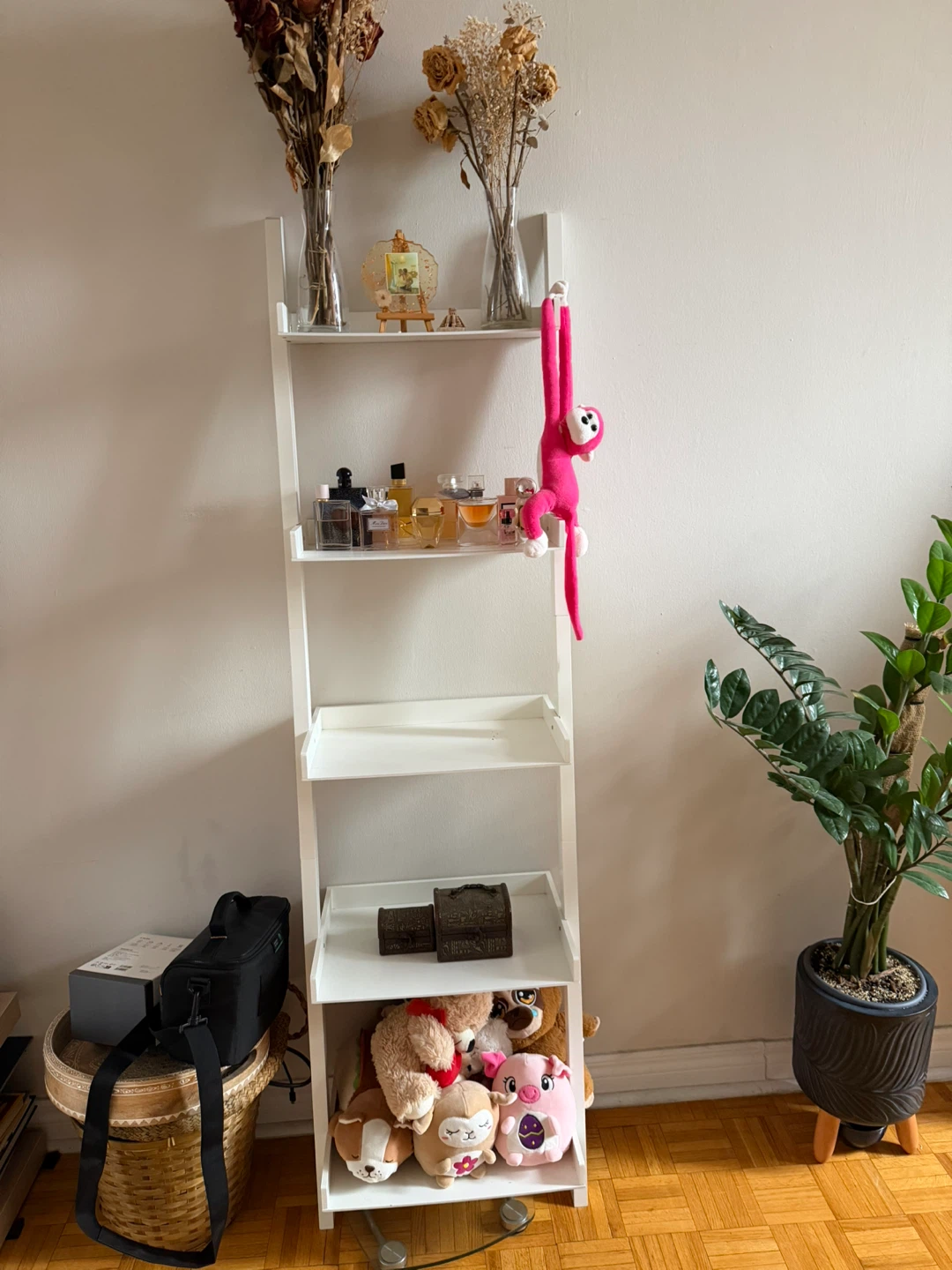 White 5-Tier Leaning Wall Shelf - photo 3