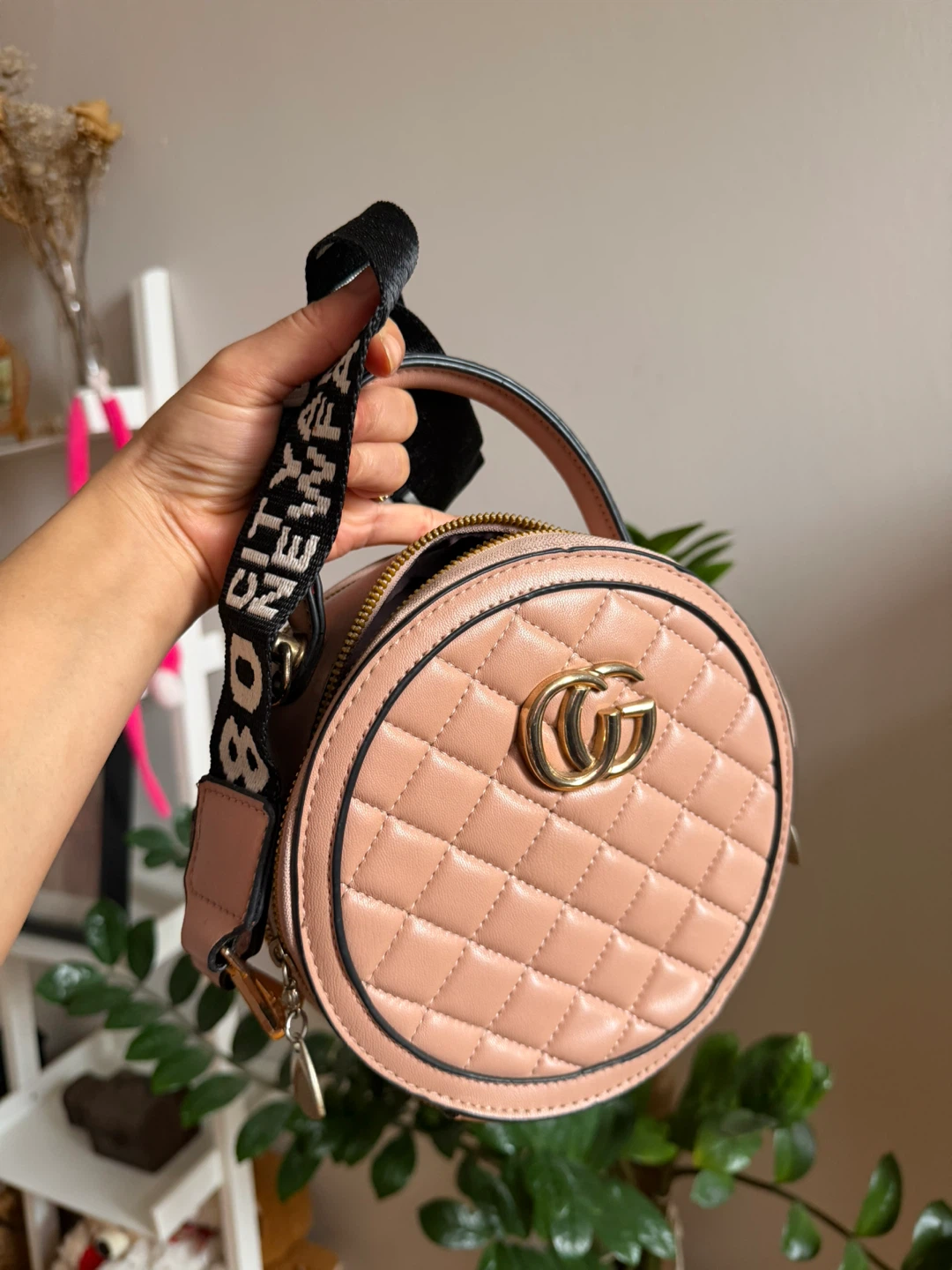 Pink Quilted Round Crossbody Bag - photo 3