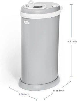 Ubbi Steel Odour-Locking Diaper Pail - Soft Grey
