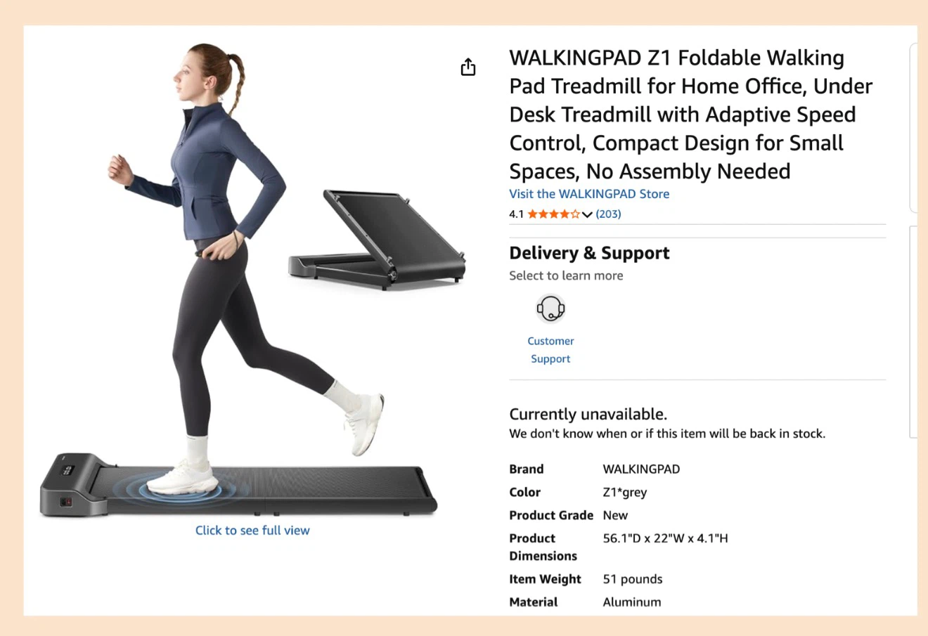 WALKINGPAD Z1 Foldable Walking Pad Treadmill