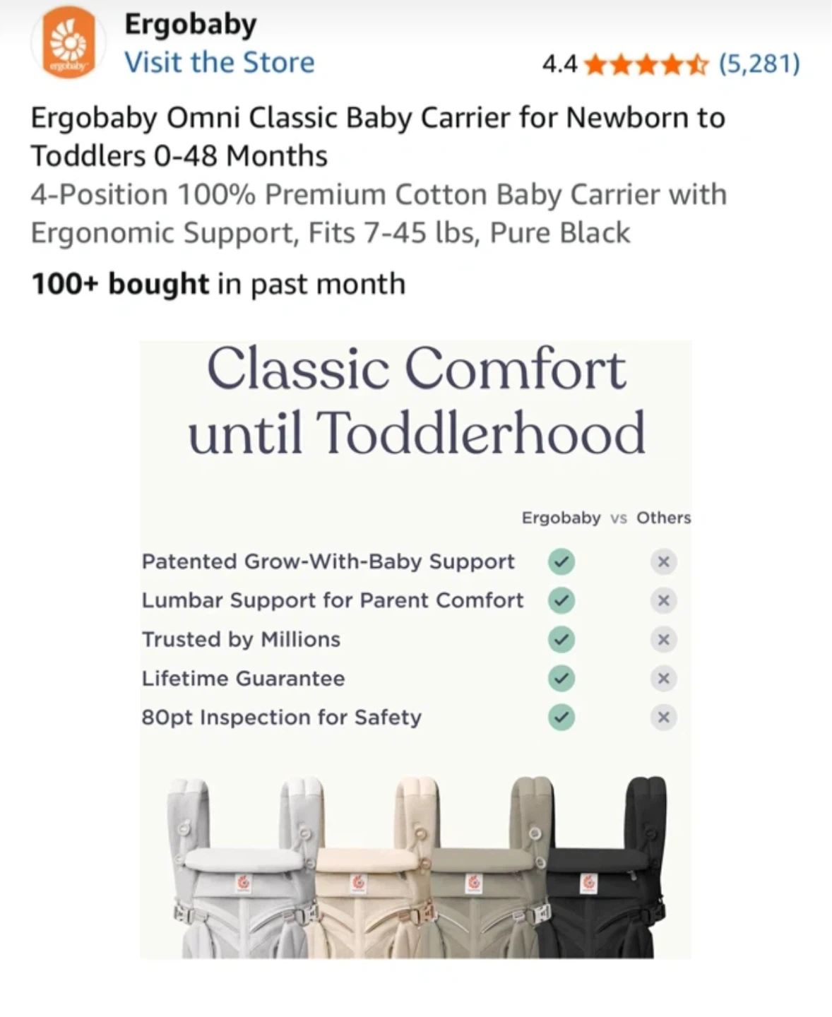 Ergobaby Omni Classic Baby Carrier Pure Black - photo 4