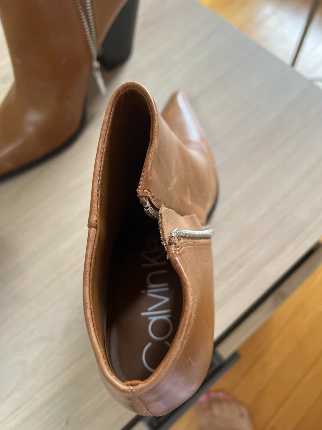 Calvin Klein Tan Leather Ankle Boots - photo 2
