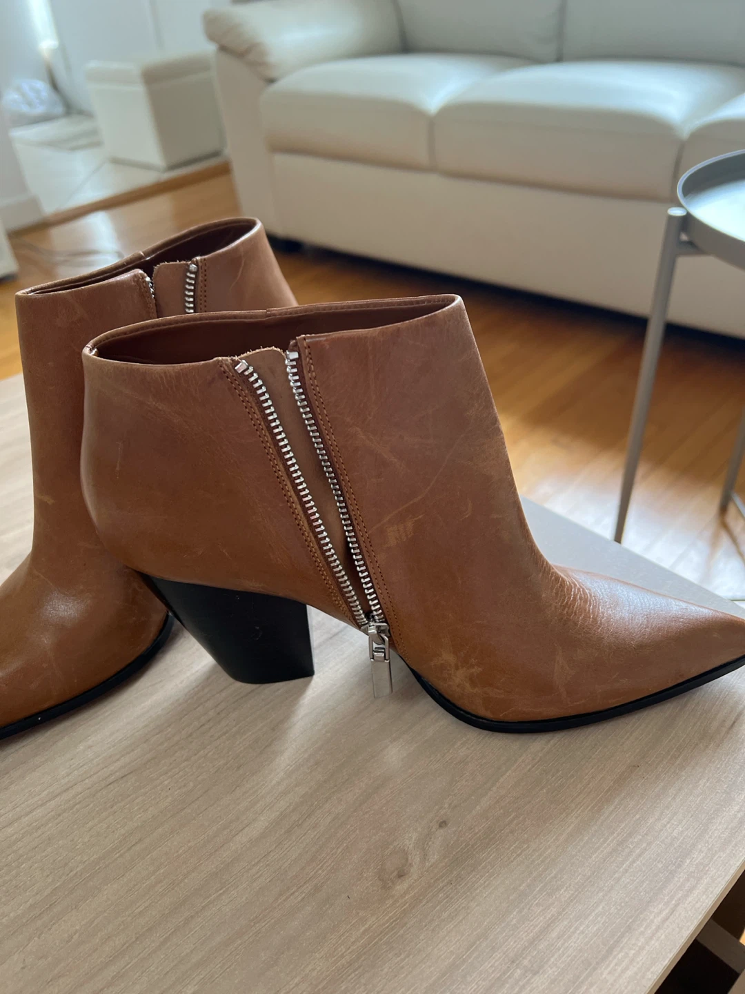 Calvin Klein Tan Leather Ankle Boots - photo 3