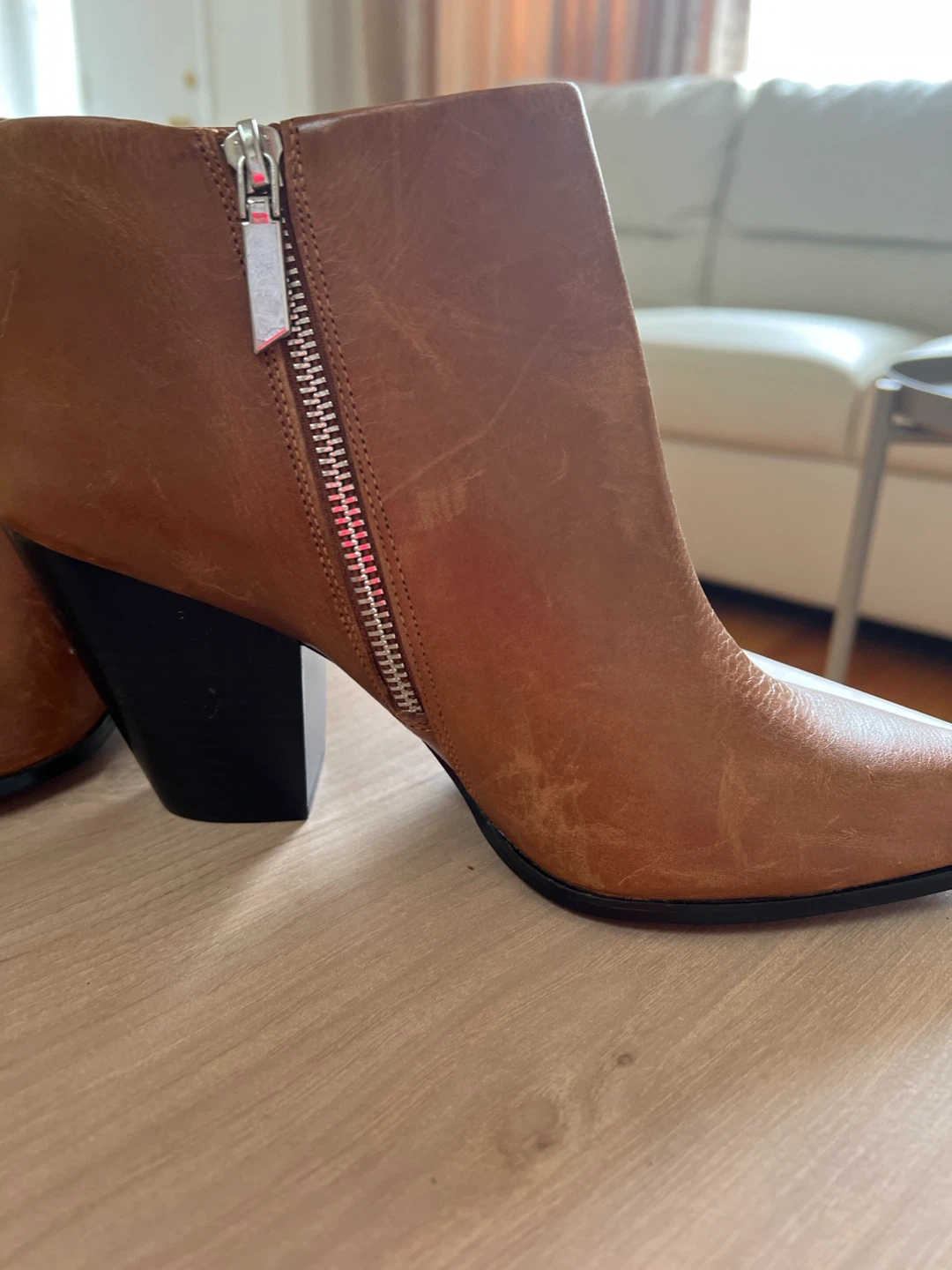 Calvin Klein Tan Leather Ankle Boots - photo 4