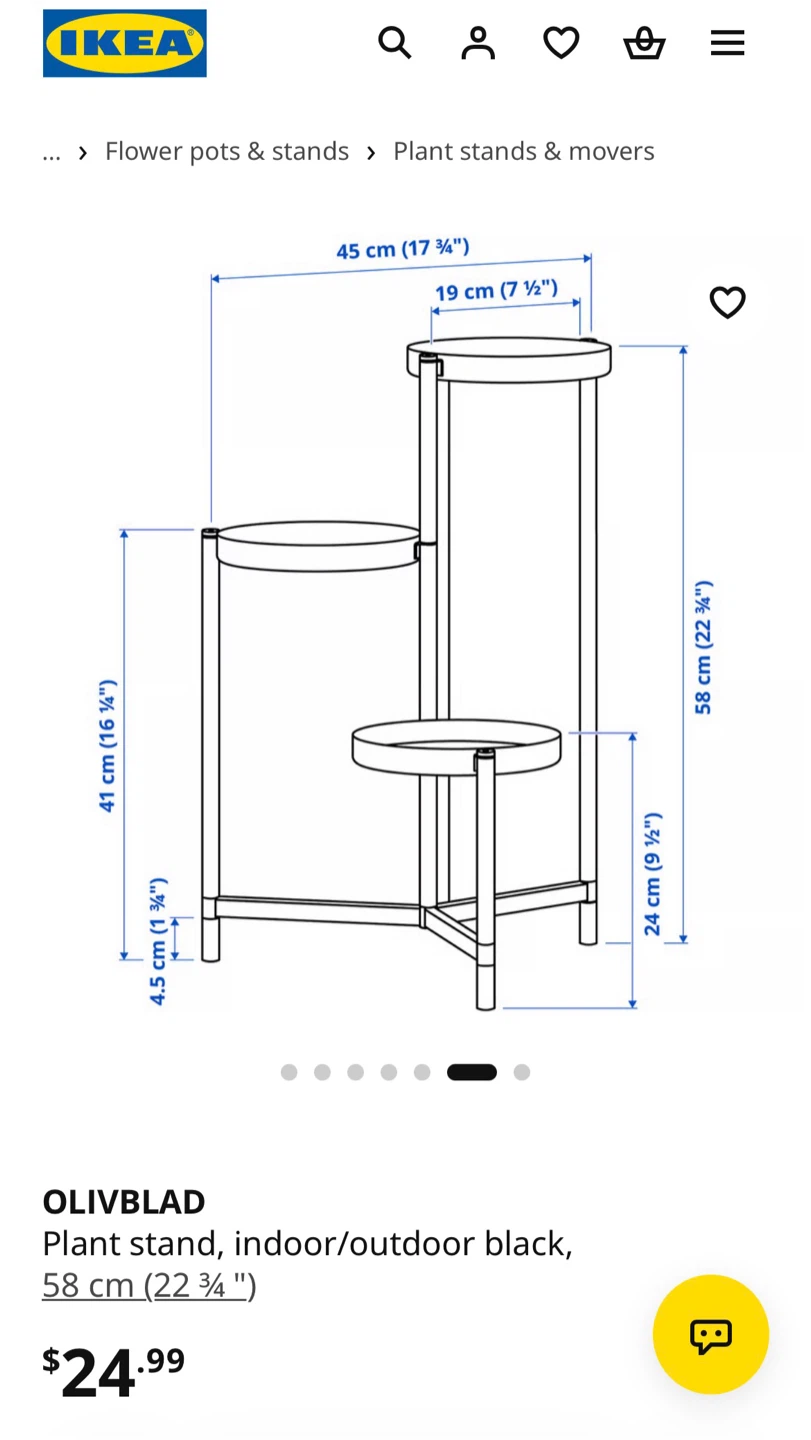 IKEA OLIVBLAD Plant Stand Black - photo 3