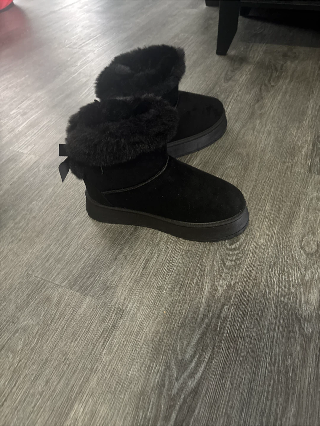Black Faux Fur Trimmed Boots