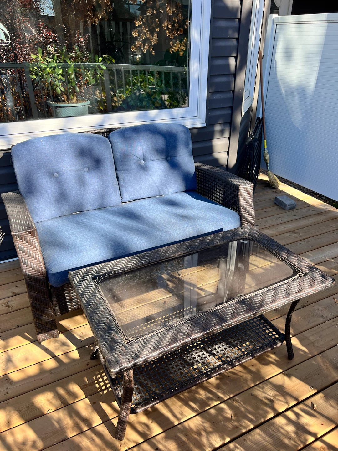 Wicker Patio Loveseat and Coffee Table Set