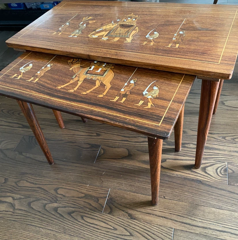 Vintage Hand-Inlaid Nesting Tables
