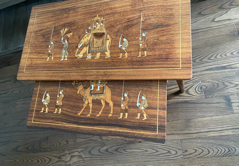 Vintage Hand-Inlaid Nesting Tables - photo 2