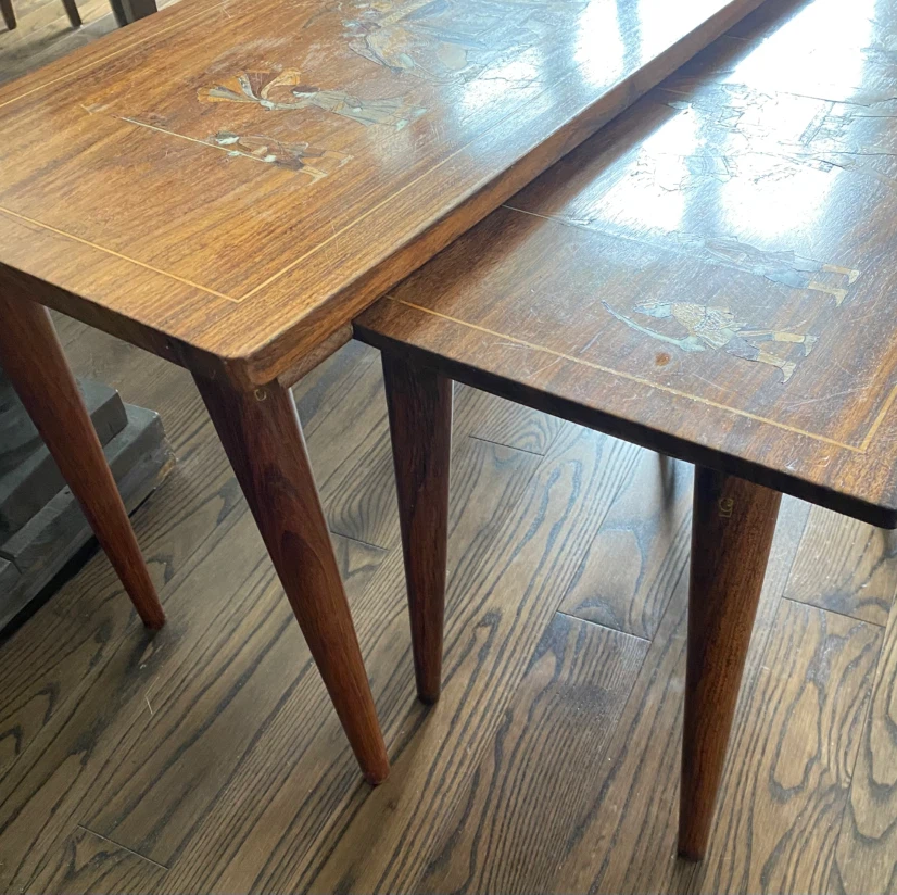 Vintage Hand-Inlaid Nesting Tables - photo 5