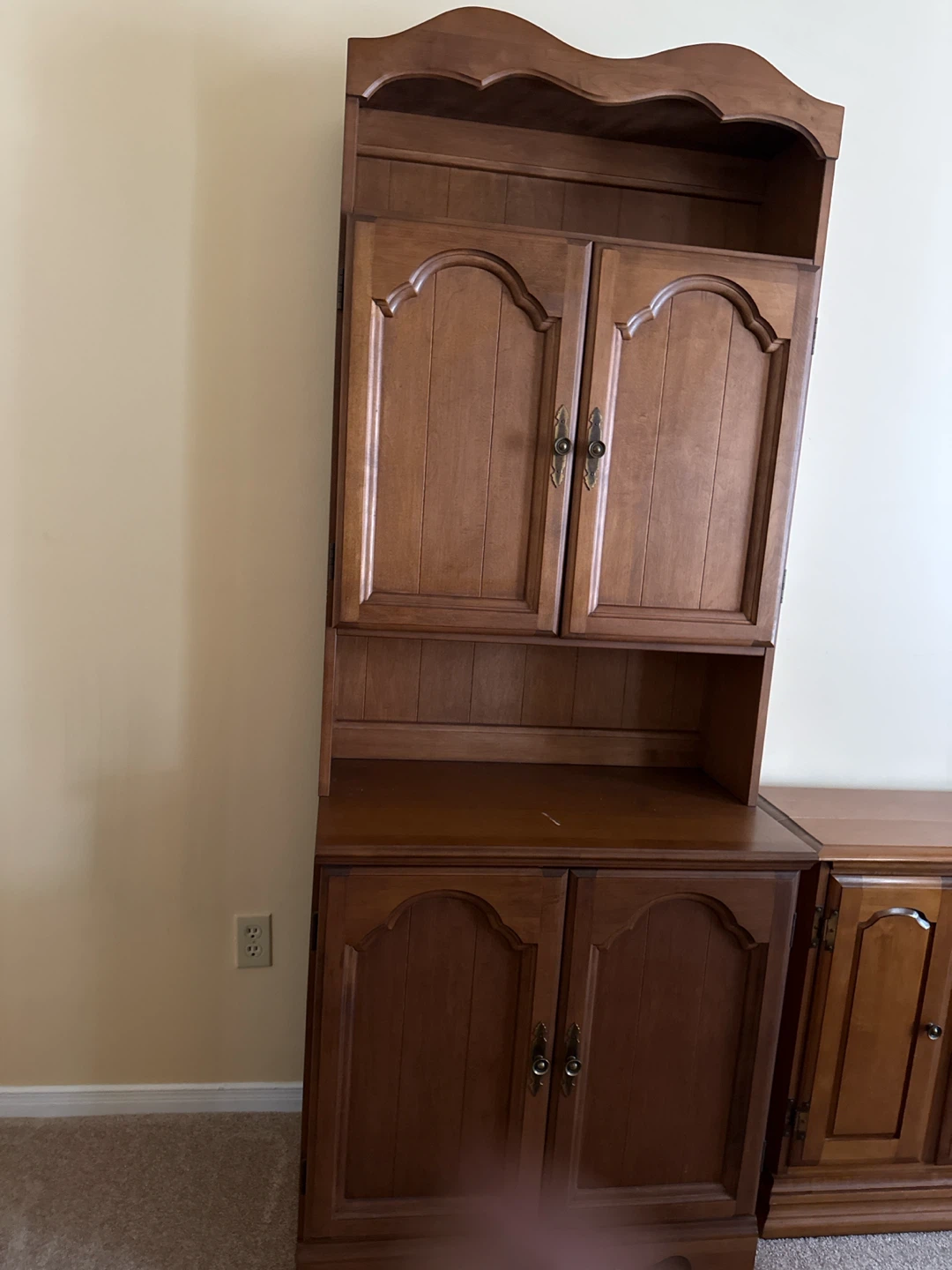 Two (2) Traditional Wooden Hutches with Cabinet Storage