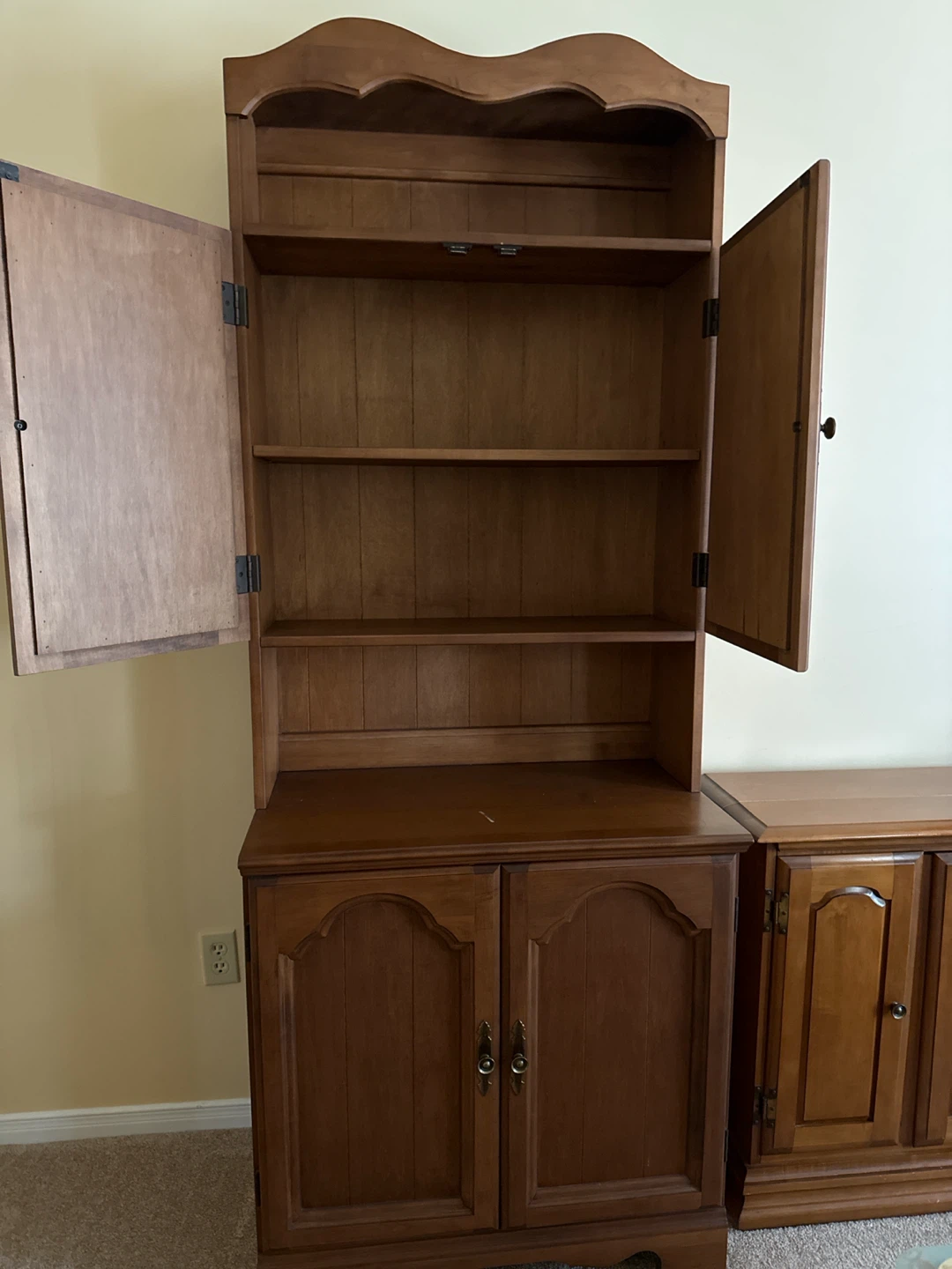 Two (2) Traditional Wooden Hutches with Cabinet Storage - photo 2