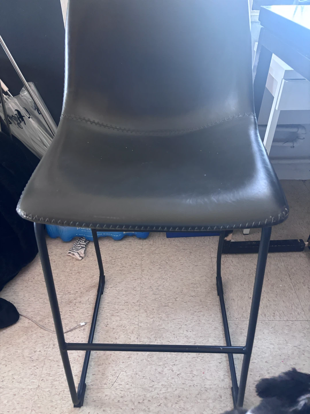Modern dark  brown Bar Stool with Metal Base - photo 3