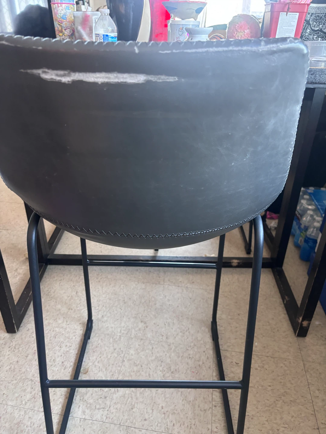 Modern dark  brown Bar Stool with Metal Base - photo 4