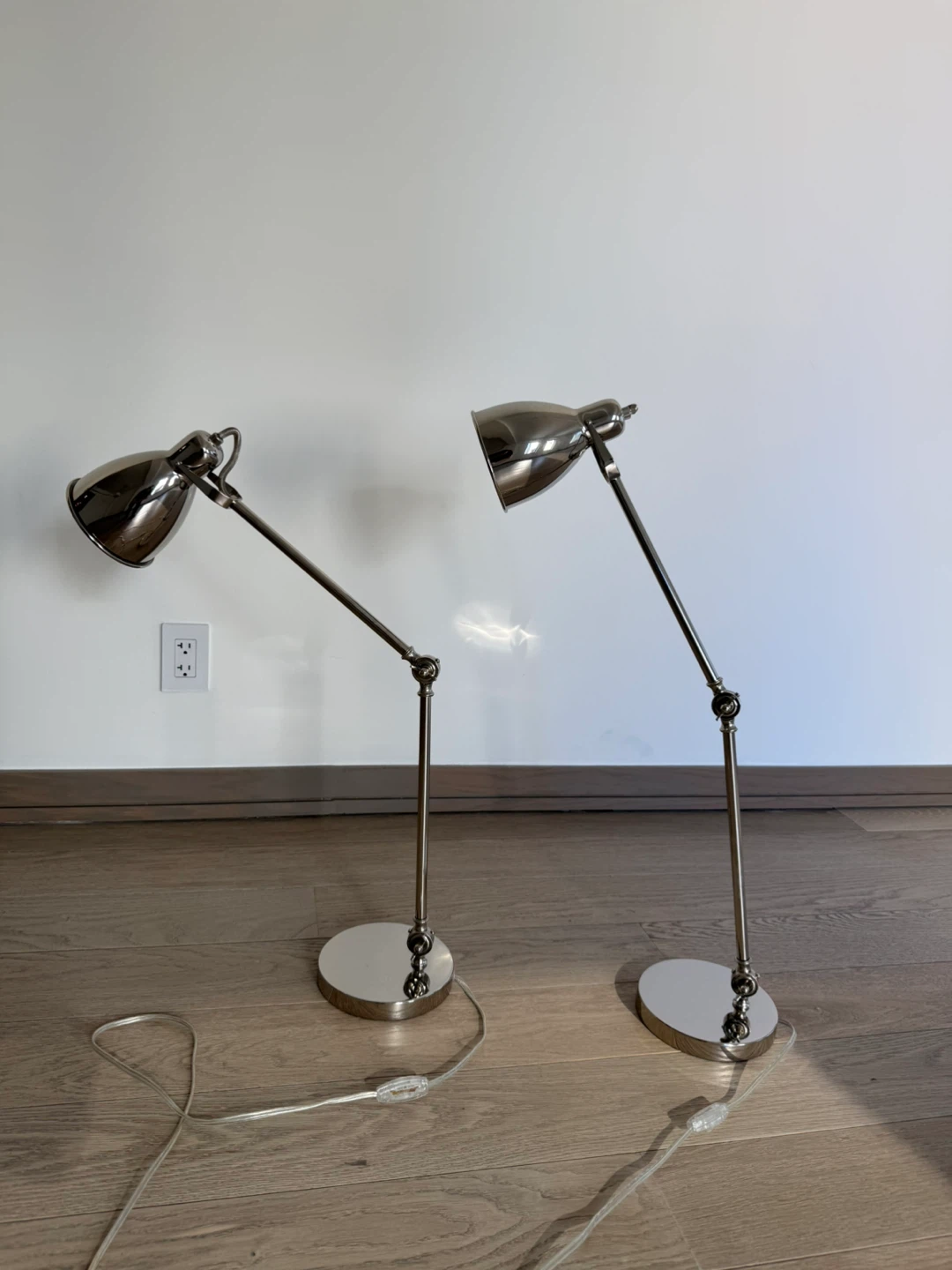 Set of Two Adjustable Chrome Desk Lamps
