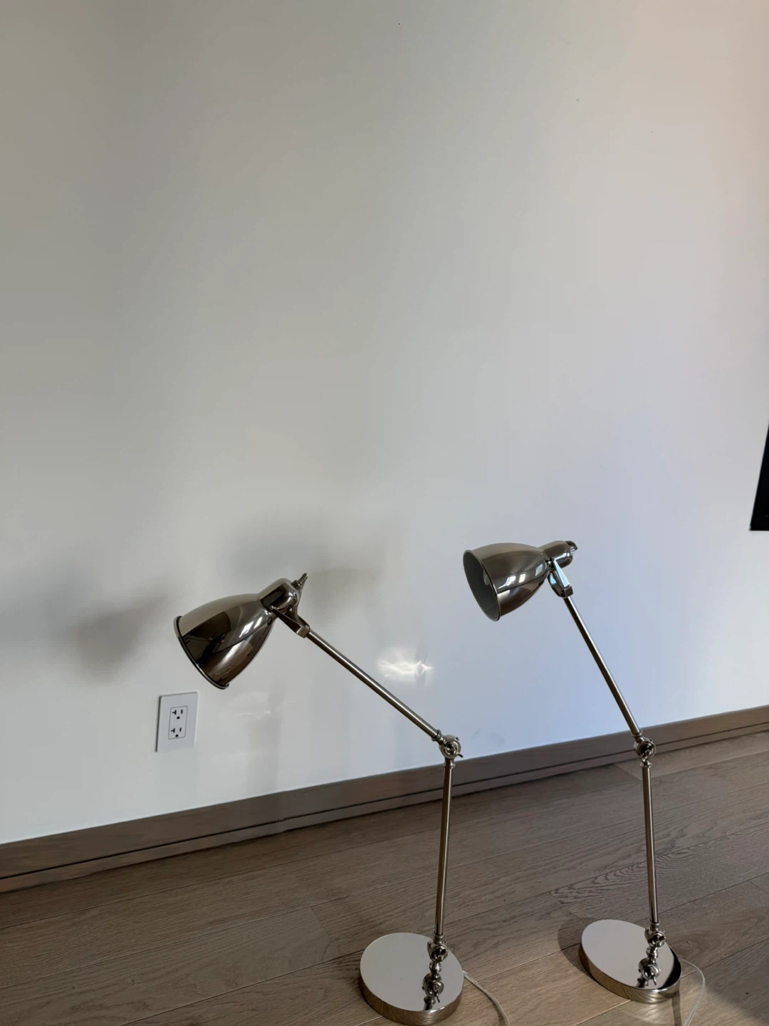 Set of Two Adjustable Chrome Desk Lamps - photo 2