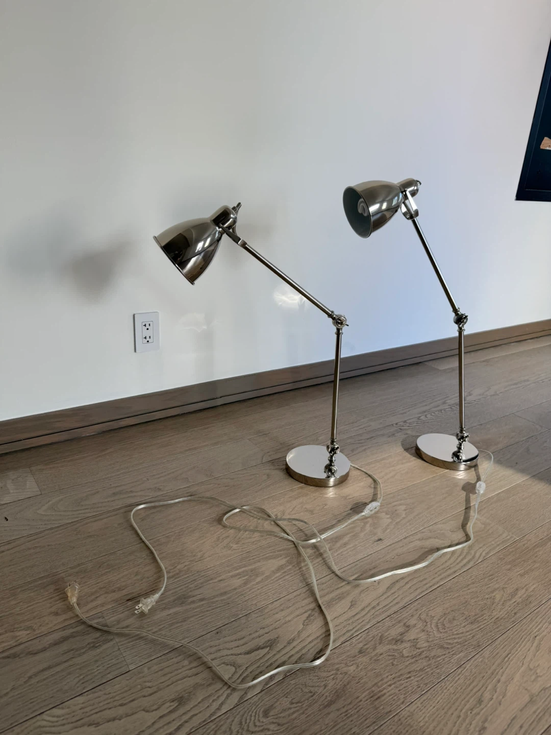 Set of Two Adjustable Chrome Desk Lamps - photo 3