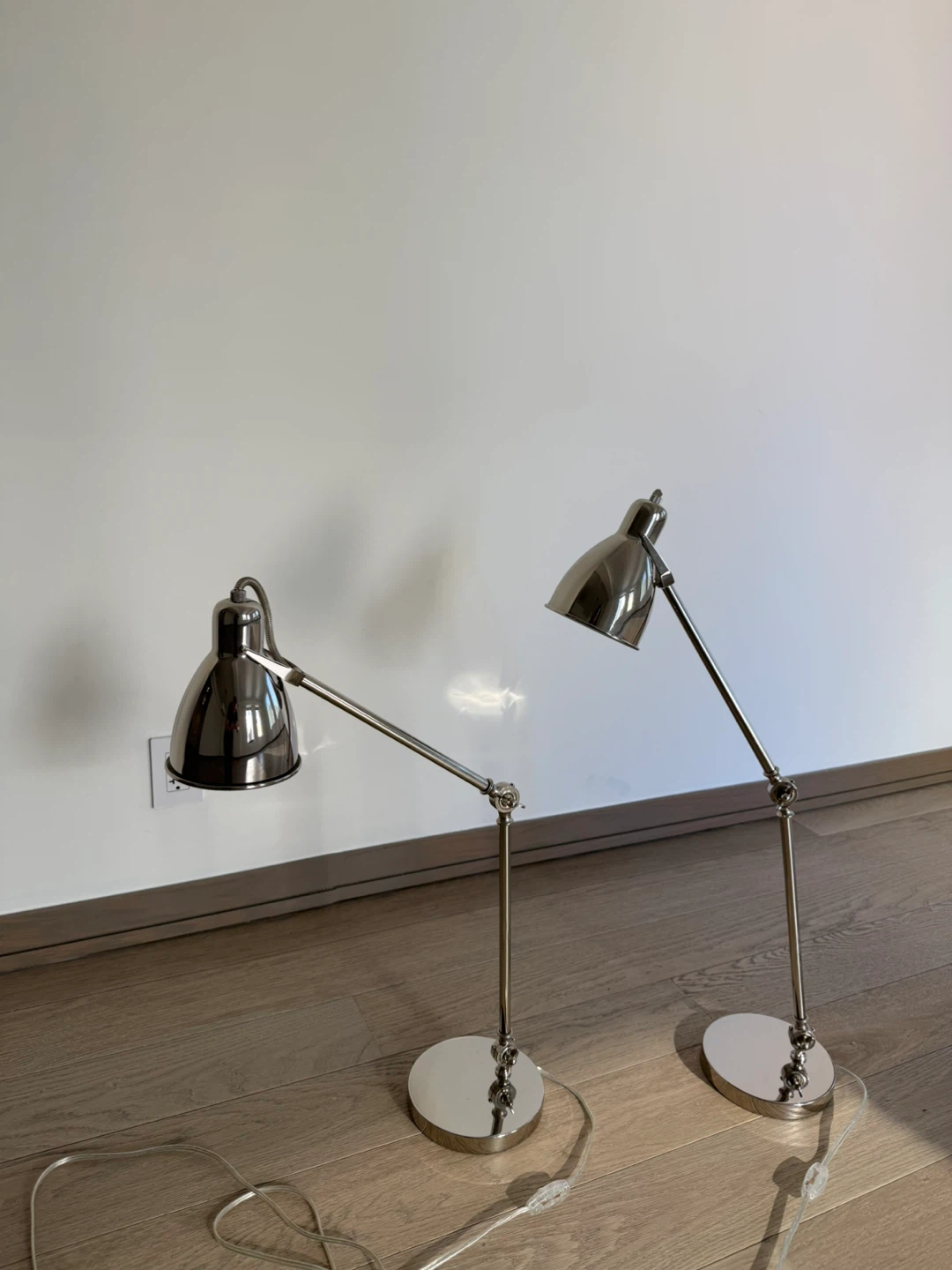 Set of Two Adjustable Chrome Desk Lamps - photo 4