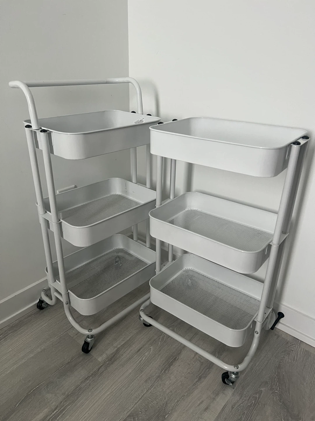 Two White Rolling Utility Carts - photo 2