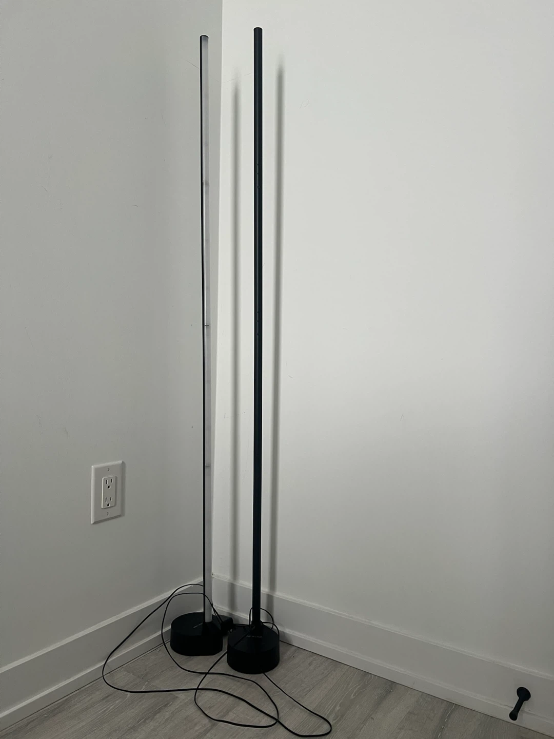 Two Minimalist Black LED Floor Lamps