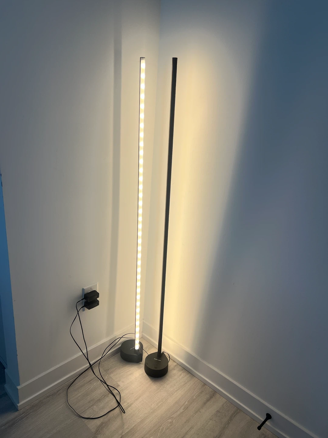 Two Minimalist Black LED Floor Lamps - photo 2