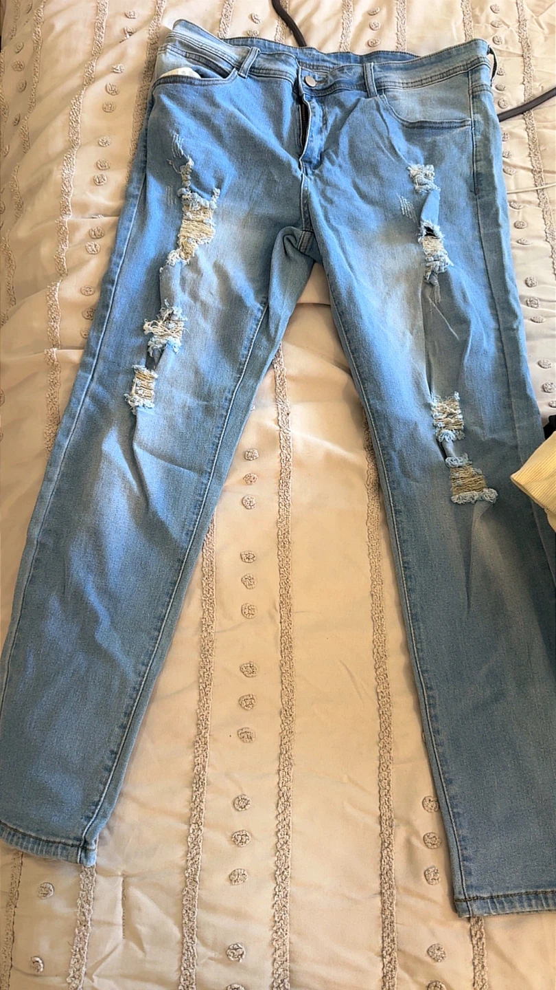 Light Wash Distressed Denim Jeans