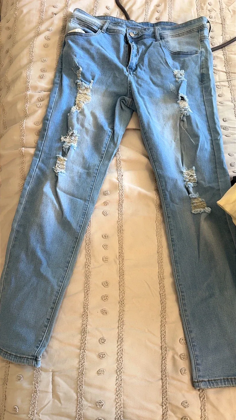 Light Wash Distressed Denim Jeans