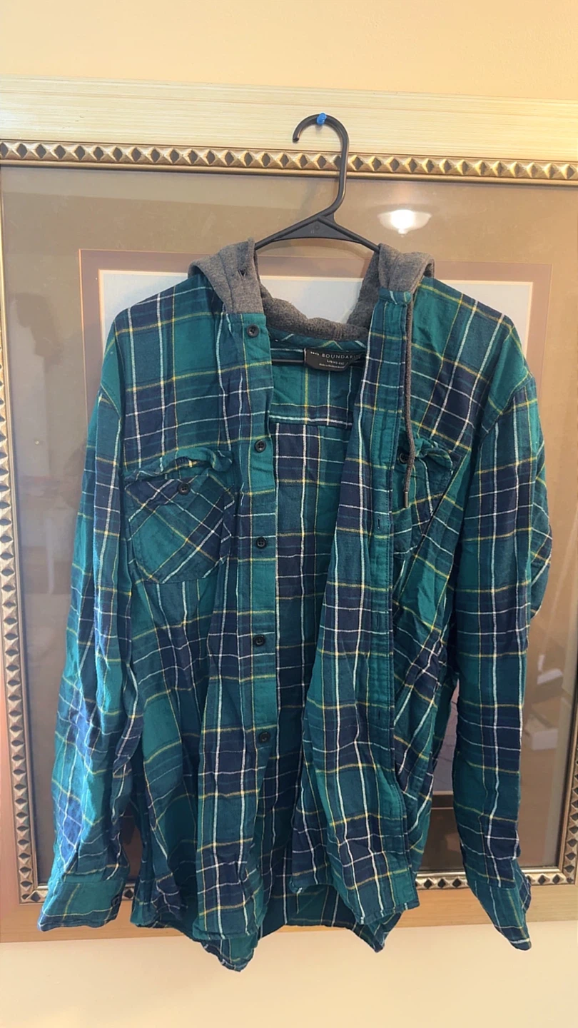 No Boundaries Plaid Hooded Flannel Shirt