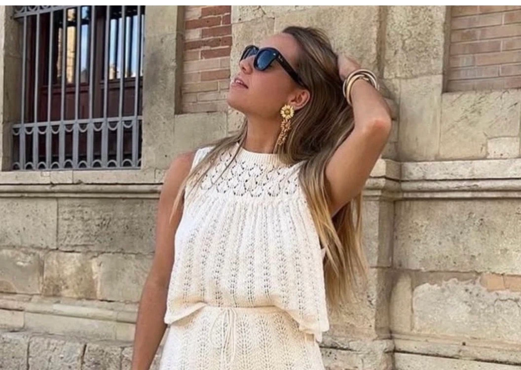 Zara Cream Knit Sleeveless Cropped Top