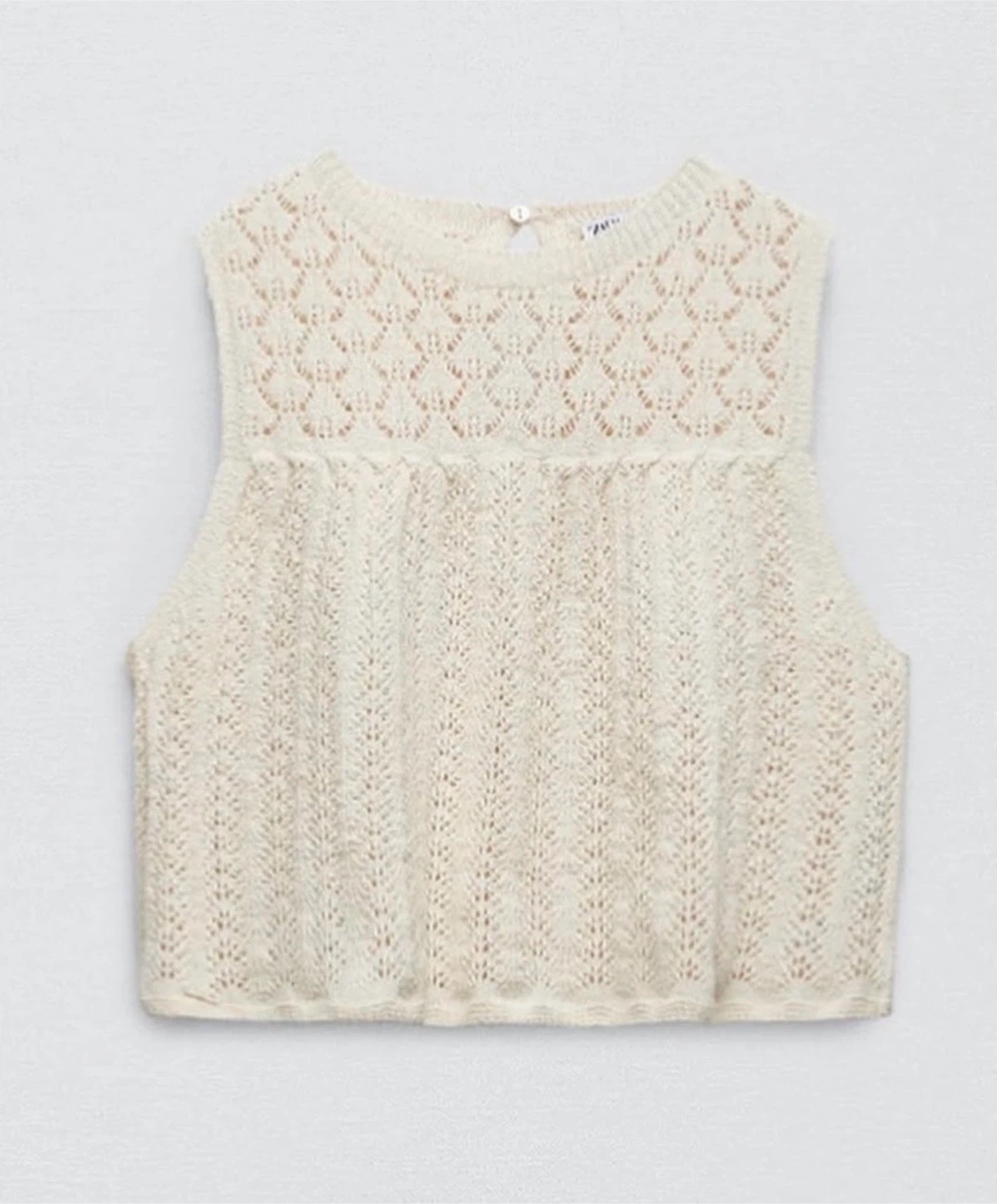 Zara Cream Knit Sleeveless Cropped Top - photo 2