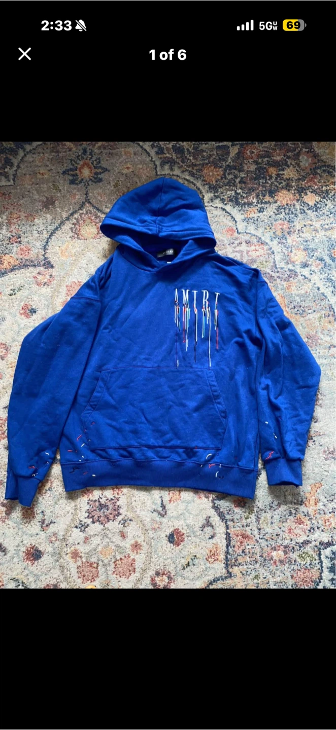 AMIRI Blue Drip Logo Hoodie