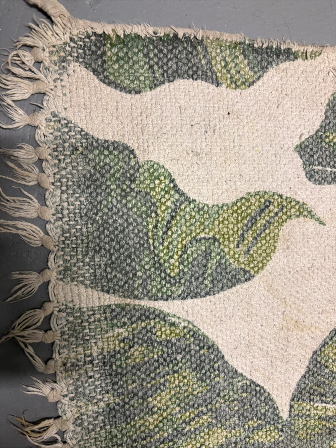 Green and White Leaf Print Runner Rug - photo 3