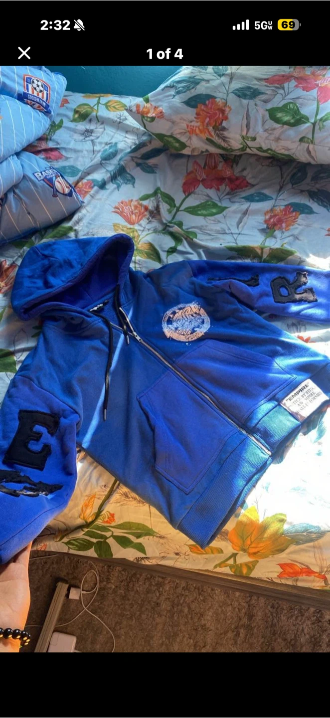 Empire Blue Full-Zip Hoodie Size Small