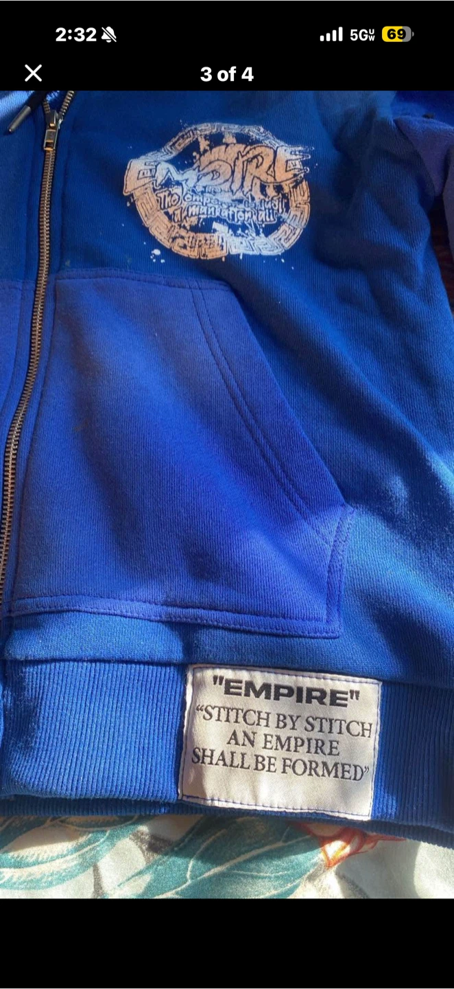 Empire Blue Full-Zip Hoodie Size Small - photo 3