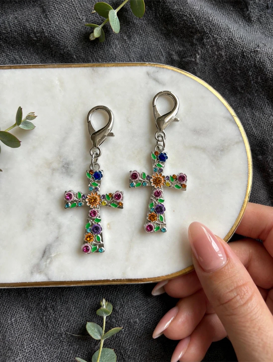 New Floral Cross Charms