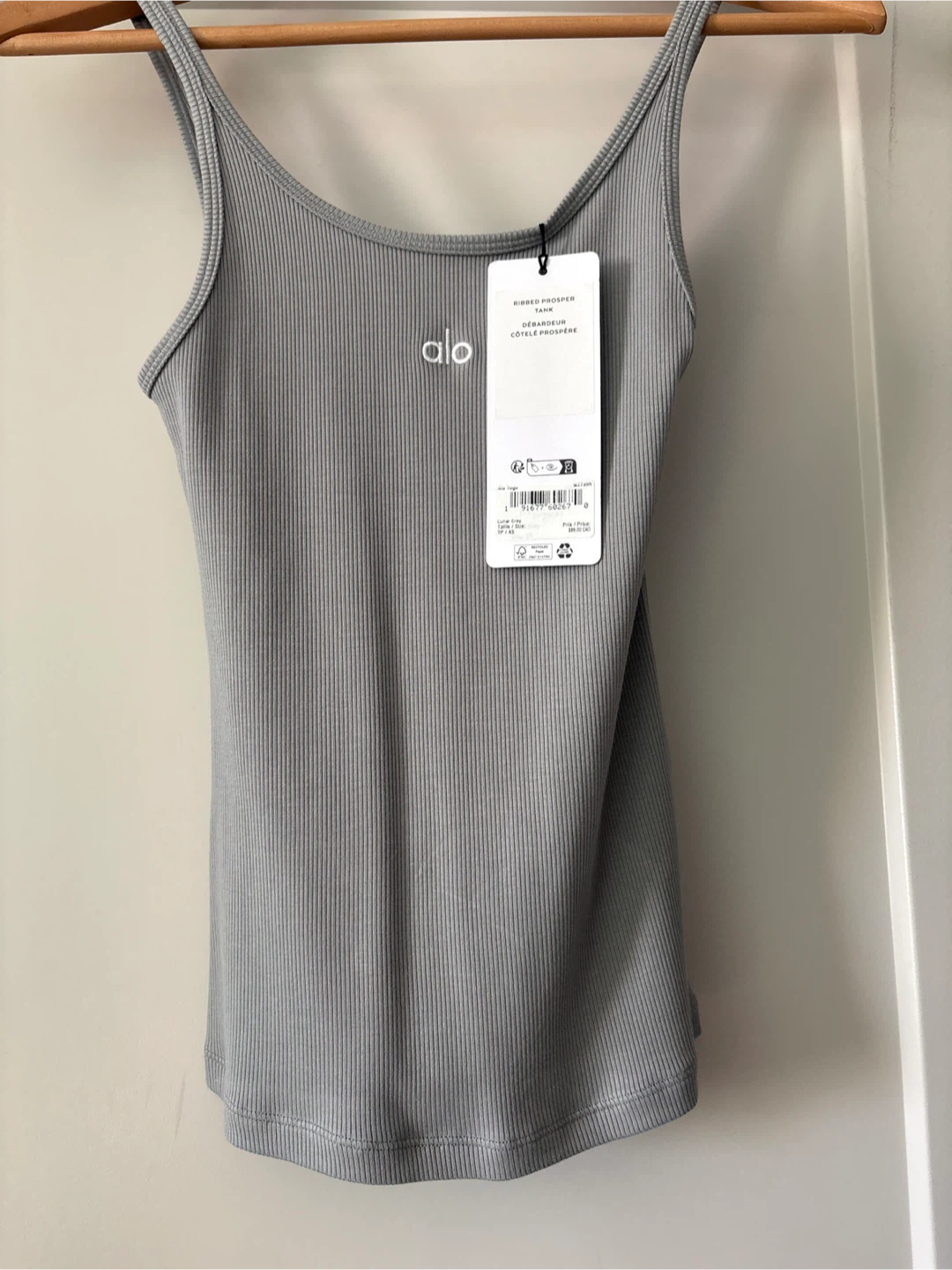 Alo Yoga Ribbed Prosper Tank Grey