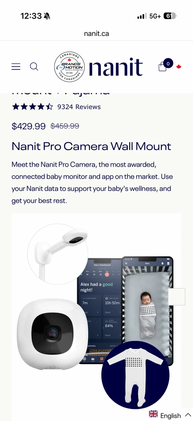 Nanit Pro Smart Baby Monitor with Wall Mount