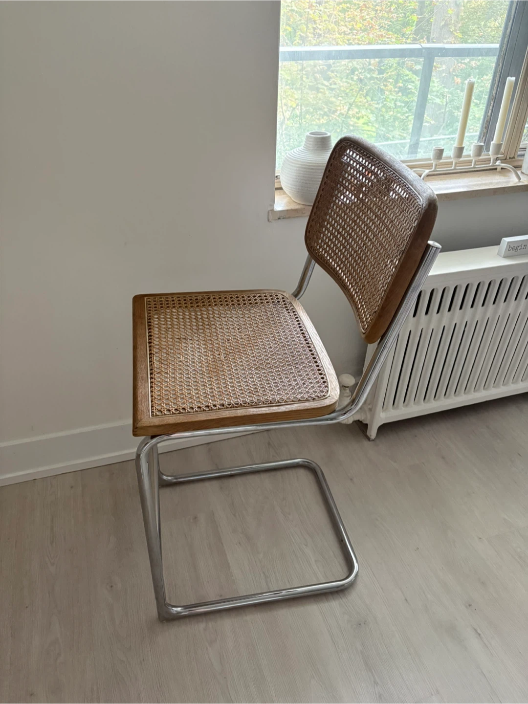 Set of Two Cane Wicker & Chrome stools - photo 3
