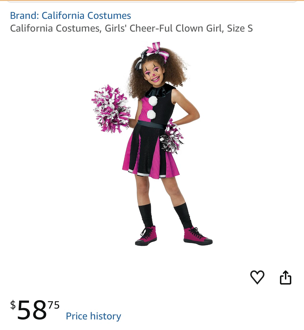 California Costumes Cheer-Ful Clown Girl Costume Size Small - photo 4