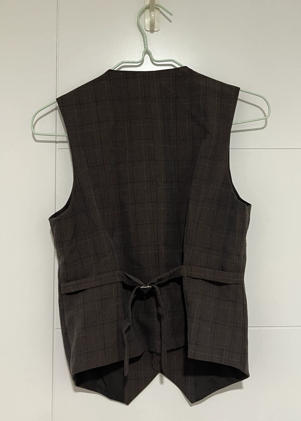 Mens Coffee Brown Plaid Suit Vest and Trouser Set - photo 2
