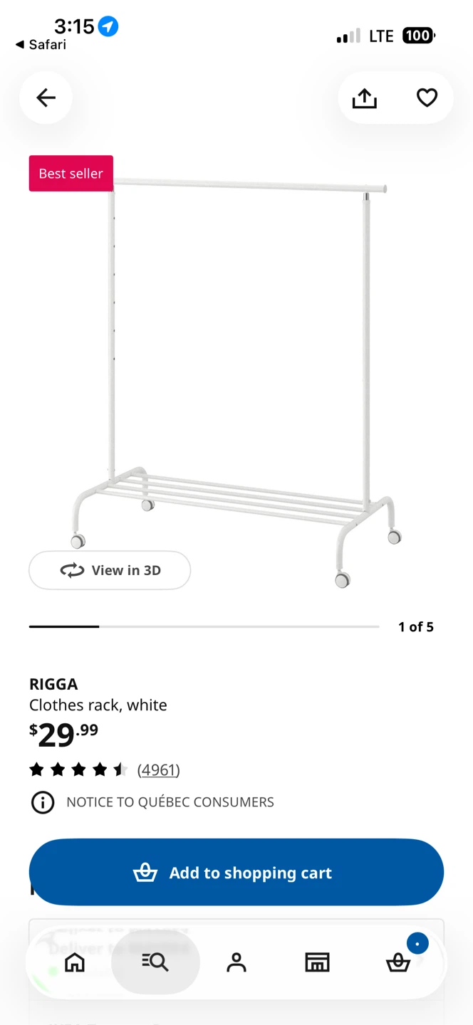 MOVING SALE - IKEA RIGGA Clothes rack, white