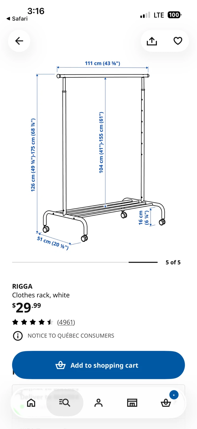 MOVING SALE - IKEA RIGGA Clothes rack, white - photo 2
