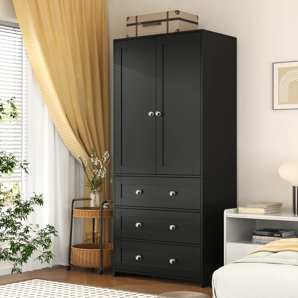 Black Wardrobe with Drawers-Brand New